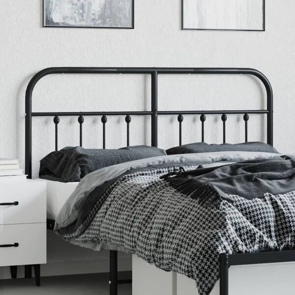 vidaXL T&ecirc;te de lit de remplacement m&eacute;tal noir 140 cm