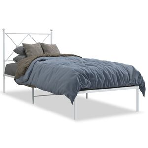 vidaXL Cadre de lit m&eacute;tal sans matelas avec t&ecirc;te de lit blanc 80x200cm