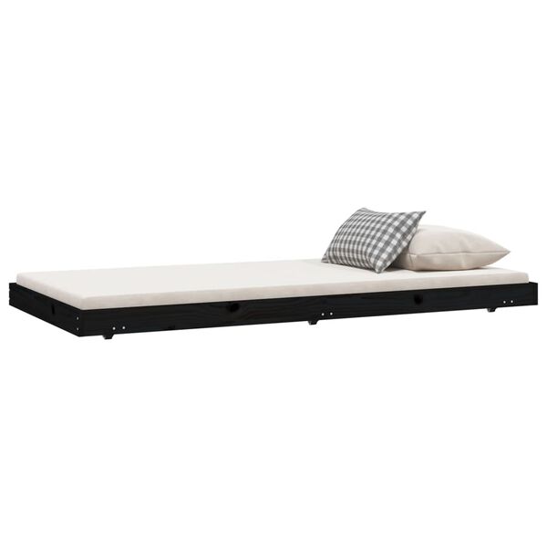 vidaXL Cadre de lit sans matelas noir 75x190 cm bois de pin massif