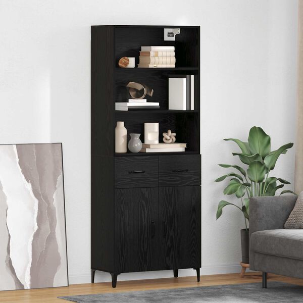 vidaXL Haut Armoire Ch&ecirc;ne noir 69,5 x 34 x 180 cm Bois d'ing&eacute;nierie
