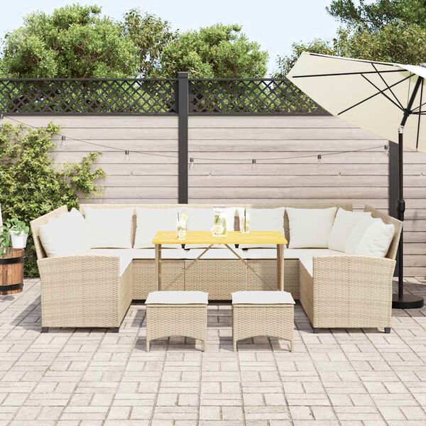 vidaXL Salon de jardin avec coussins 4 pcs beige r&eacute;sine tress&eacute;e