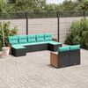 vidaXL Salon de jardin 9 pcs avec coussins noir r&eacute;sine tress&eacute;e