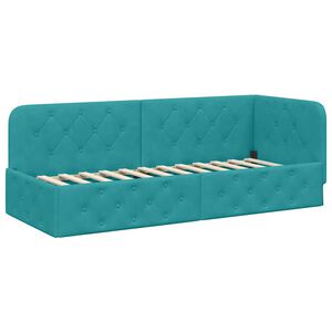 vidaXL Cadre de lit d'angle Turquoise 80 x 200 cm Velours