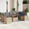 vidaXL Salon de jardin avec coussins 10 pcs beige résine tressée