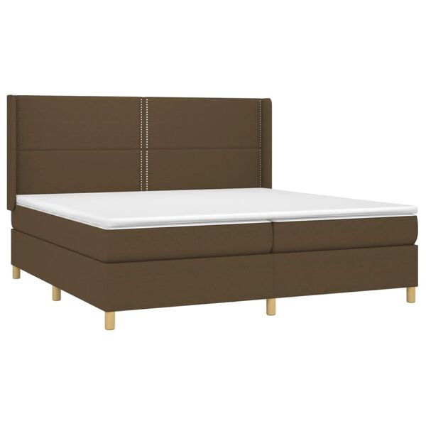 vidaXL Sommier &agrave; lattes de lit matelas et LED Marron fonc&eacute; 200x200 cm