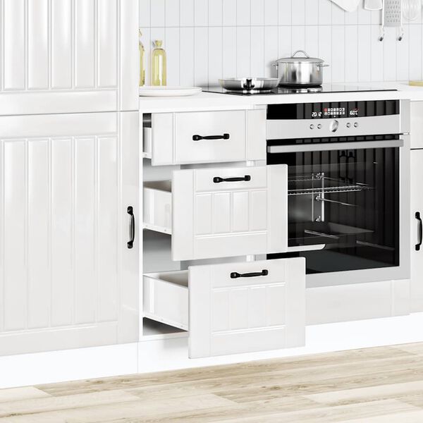 vidaXL Meuble bas de cuisine « Lucca » Bois d'ingénierie blanc brillant