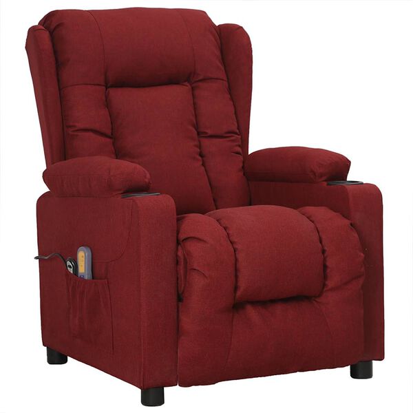 vidaXL Fauteuil de massage Rouge bordeaux Tissu