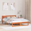 vidaXL Cadre de lit avec tête de lit Brun cire 160 x 200 cm Pin massif