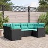 vidaXL Salon de jardin 6 pcs avec coussins noir r&eacute;sine tress&eacute;e