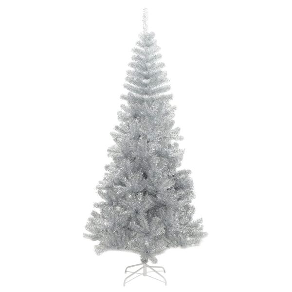 vidaXL Sapin de No&euml;l artificiel avec support argent&eacute; 180 cm PET