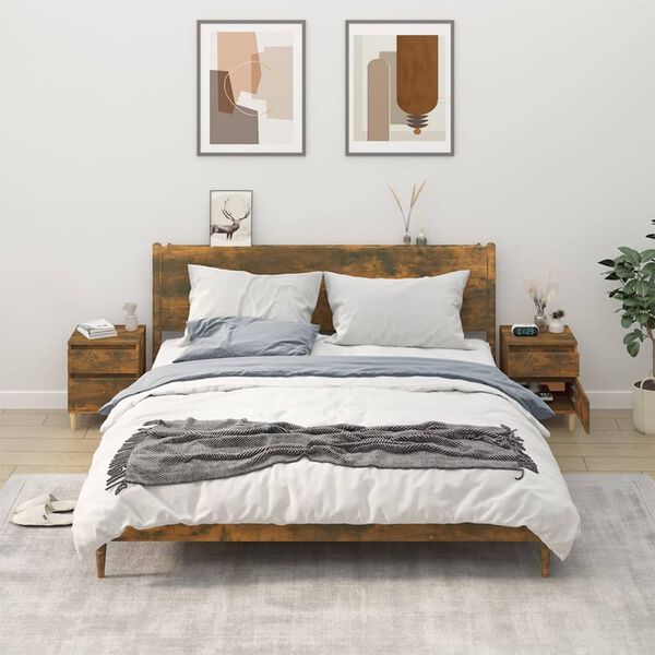 vidaXL Tables de chevet 2 pcs Chêne fumé 40x35x50 cm