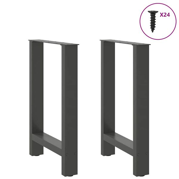 vidaXL Pieds de table &agrave; manger Anthracite 2 pi&egrave;ces 50 x (72-73) cm Acier