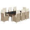 vidaXL Ensemble &agrave; manger de jardin et coussins 9 pcs beige Poly rotin