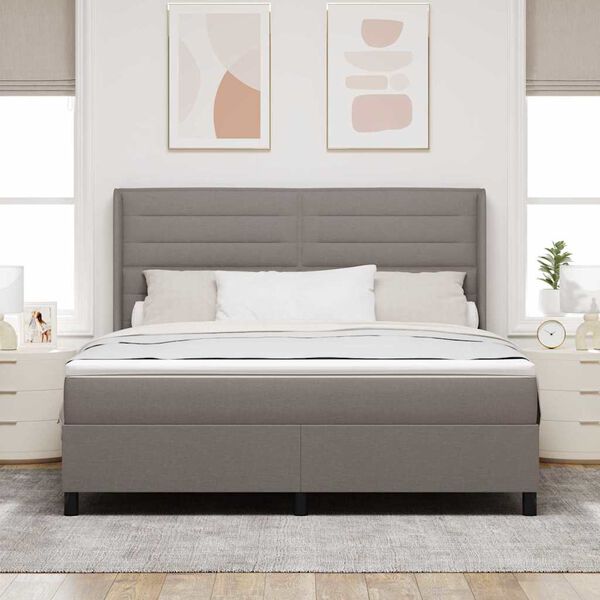 vidaXL Lit &agrave; ressorts avec matelas Taupe 180 x 200 cm tissu