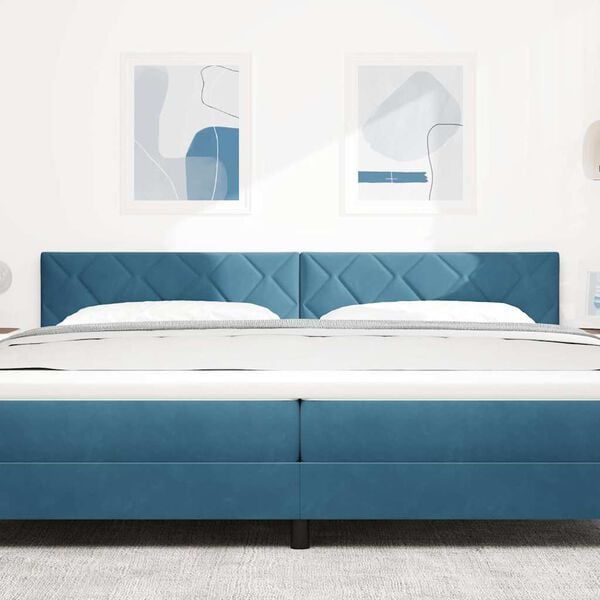 vidaXL T&ecirc;te de lit avec t&ecirc;te de lit Bleu fonc&eacute; 200 cm Velours