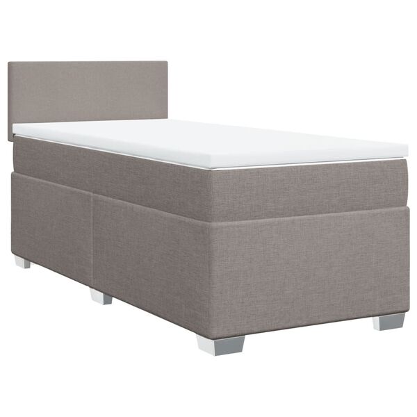 vidaXL Sommier &agrave; lattes de lit avec matelas Taupe 100x200 cm Tissu