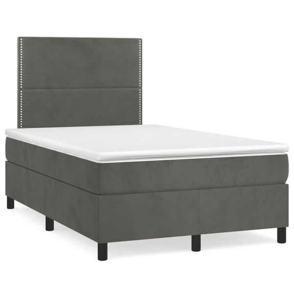 vidaXL Sommier &agrave; lattes de lit et matelas gris fonc&eacute; 120x190cm velours