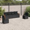 vidaXL Salon de jardin 6 pcs avec coussins noir r&eacute;sine tress&eacute;e