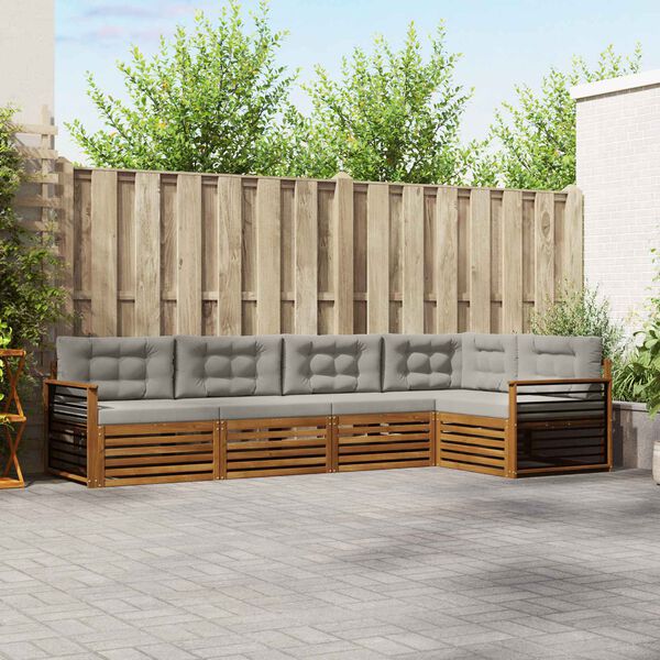 vidaXL Ensemble de canap&eacute;s d'ext&eacute;rieur 5 pcs Gris Naturel et Clair