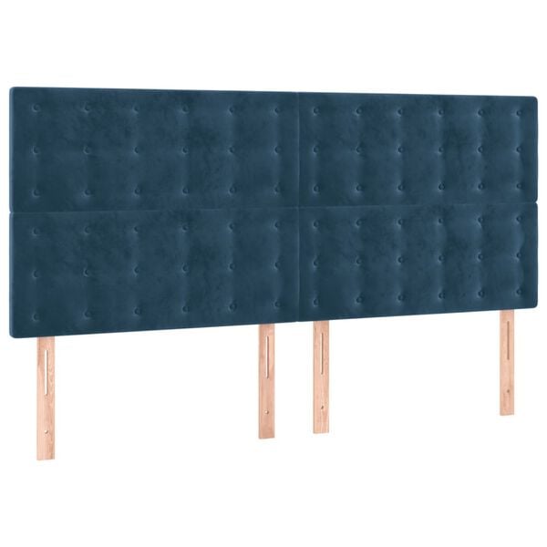 vidaXL T&ecirc;te de lit &agrave; LED Bleu fonc&eacute; 200x5x118/128 cm Velours