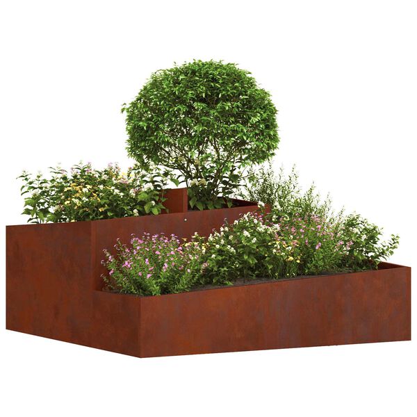 vidaXL Cache-pot de jardin Marron 100 x 100 x 50 cm Acier patin&eacute;