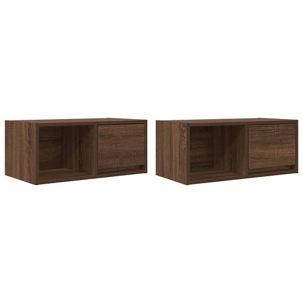vidaXL Meuble TV 2 pcs ch&ecirc;ne marron 60x31x25,5 cm bois d'ing&eacute;nierie