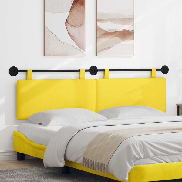 vidaXL T&ecirc;te de lit suspendue Montage mural Jaune clair 170 x 55 x 5 cm