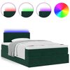 vidaXL Lit ottoman avec matelas et LED vert fonc&eacute; 90x200cm velours
