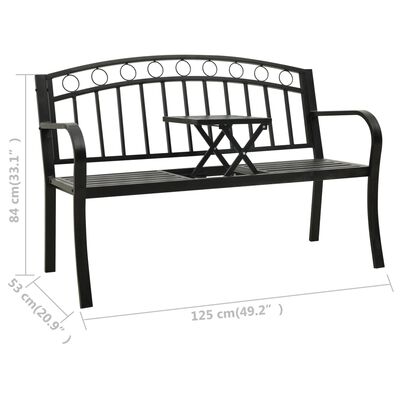 vidaXL Banc de jardin avec une table 125 cm Acier Noir