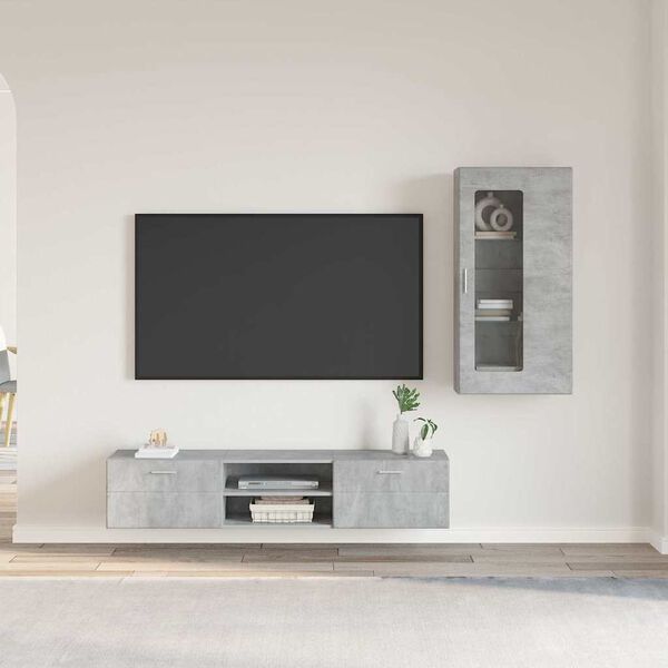 vidaXL Ensemble meuble TV FLORIN Gris b&eacute;ton Bois d'ing&eacute;nierie