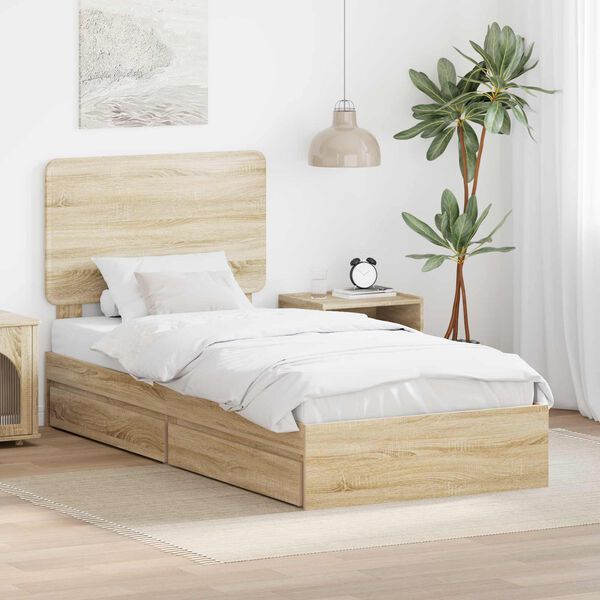 vidaXL Lit de Rangement Ch&ecirc;ne Sonoma 90 x 200 cm Bois d'ing&eacute;nierie