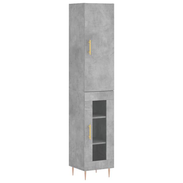 vidaXL Buffet haut Gris b&eacute;ton 34,5x34x180 cm Bois d'ing&eacute;nierie