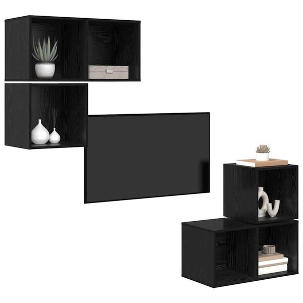 vidaXL Ensemble meuble TV 4 pcs Chêne noir Bois d'ingénierie