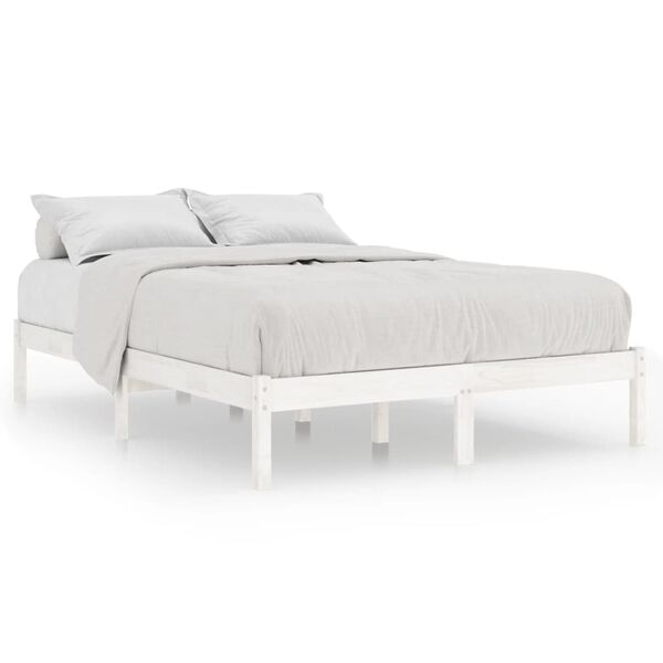 vidaXL Cadre de lit sans matelas blanc bois massif