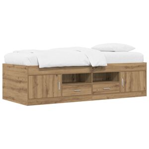 vidaXL Cadre de lit avec rangement Ch&ecirc;ne artisanal 80 x 200 cm