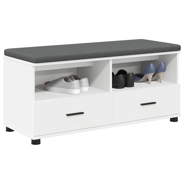 vidaXL Banc d'entr&eacute;e avec coussin avec tiroir Blanc 100 x 38 x 46 cm