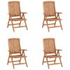 vidaXL Chaises inclinables de jardin et coussins lot de 4 Teck solide