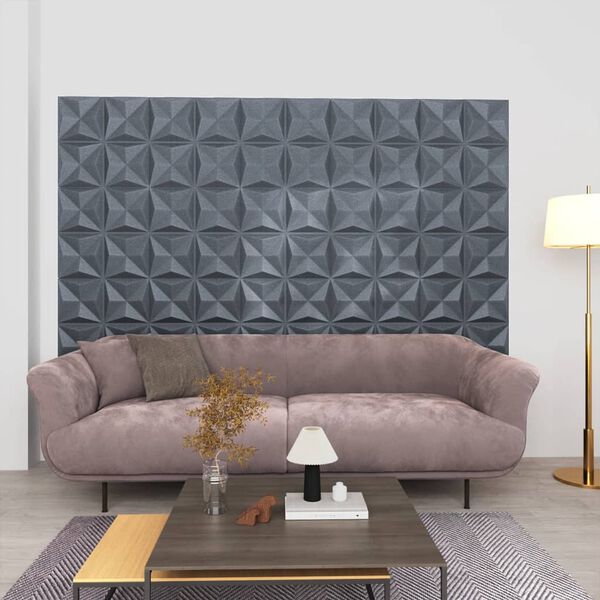 vidaXL Panneaux muraux 3D 24 pcs 50x50 cm gris origami 6 m&sup2;