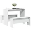 vidaXL Ensemble table &agrave; manger et bancs 3pcs blanc bois d'ing&eacute;nierie