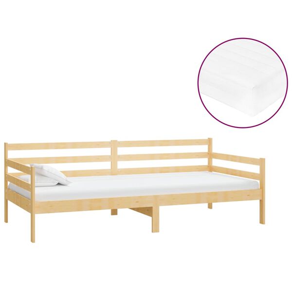 vidaXL Lit de repos avec matelas 90x200 cm Bois de pin massif