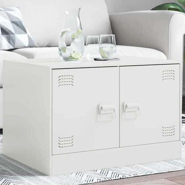 vidaXL Table basse blanc 67x50x44 cm acier