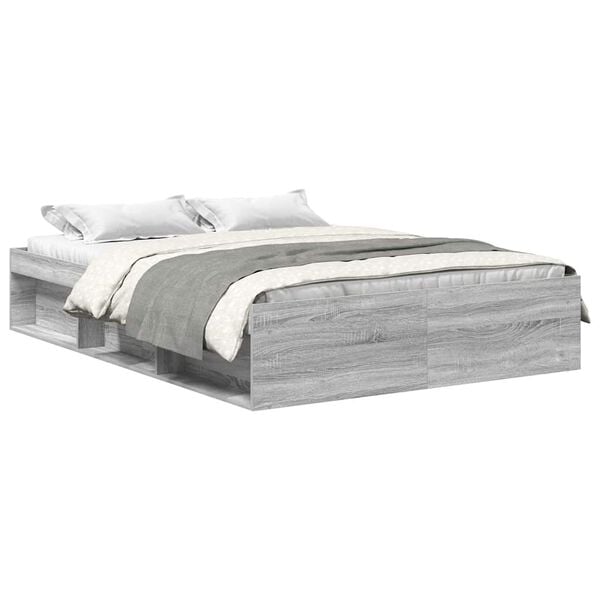 vidaXL Cadre de lit sans matelas sonoma gris 160x200 cm