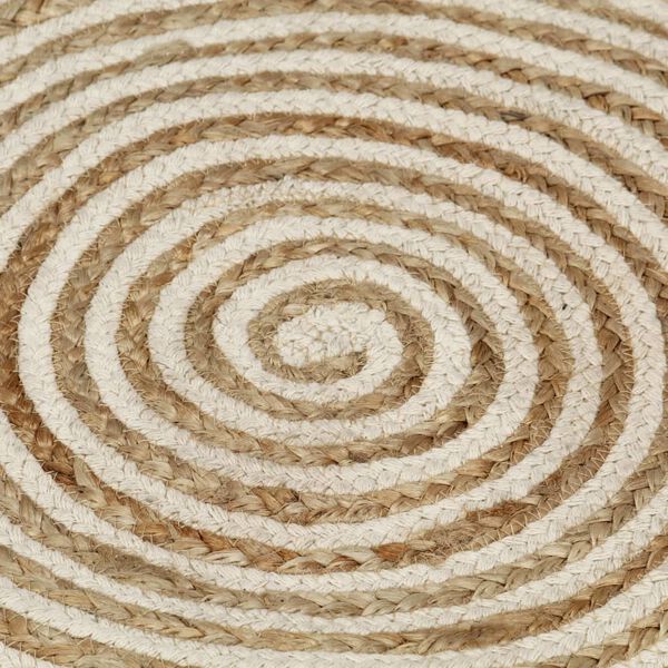 vidaXL Tapis fait &agrave; la main Jute avec design de spirale Blanc 90 cm