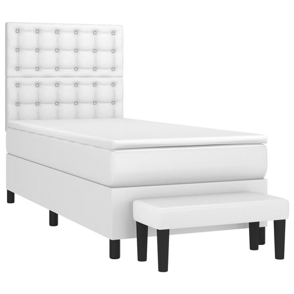 vidaXL Sommier &agrave; lattes de lit avec matelas Blanc 90x200 cm Similicuir