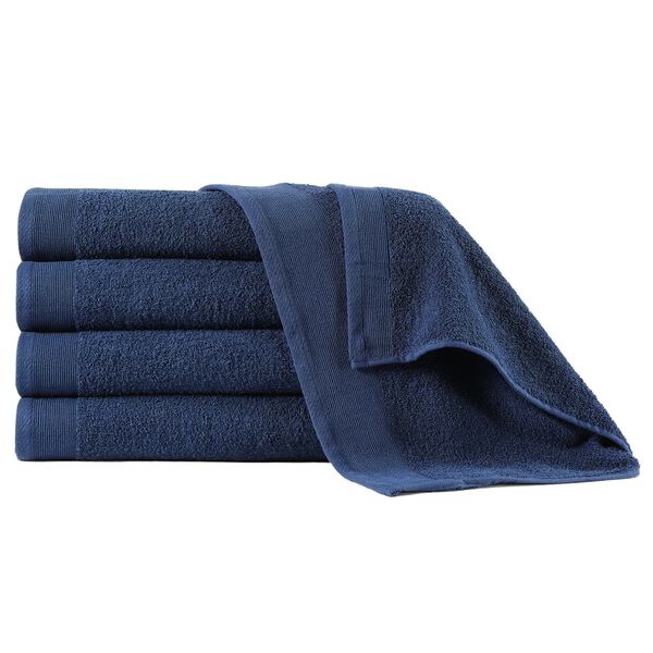 vidaXL Serviettes à main 5 pcs Coton 450 g/m² 50x100 cm Bleu marine