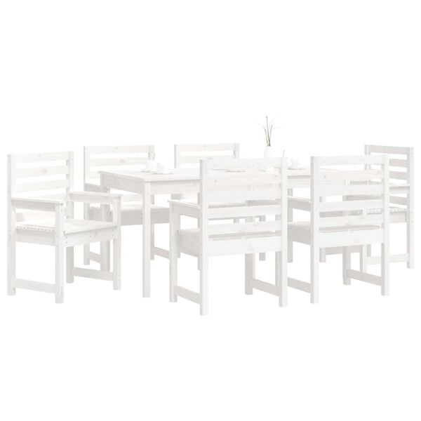 vidaXL Ensemble à manger de jardin 7 pcs blanc bois massif de pin