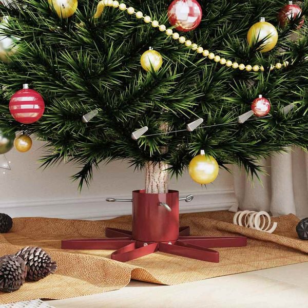 vidaXL Pied de Sapin de No&euml;l 1.73 Rouge 50 x 50 x 15,5 cm Acier
