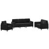 vidaXL Ensemble de canap&eacute;s 3 pcs coussins d&eacute;coratifs et coussins Noir