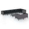vidaXL Salon de jardin 9 pcs avec coussins R&eacute;sine tress&eacute;e Gris fonc&eacute;