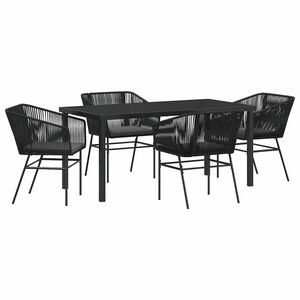 vidaXL Ensemble de salle &agrave; manger pour jardin avec coussin 5 pcs Noir